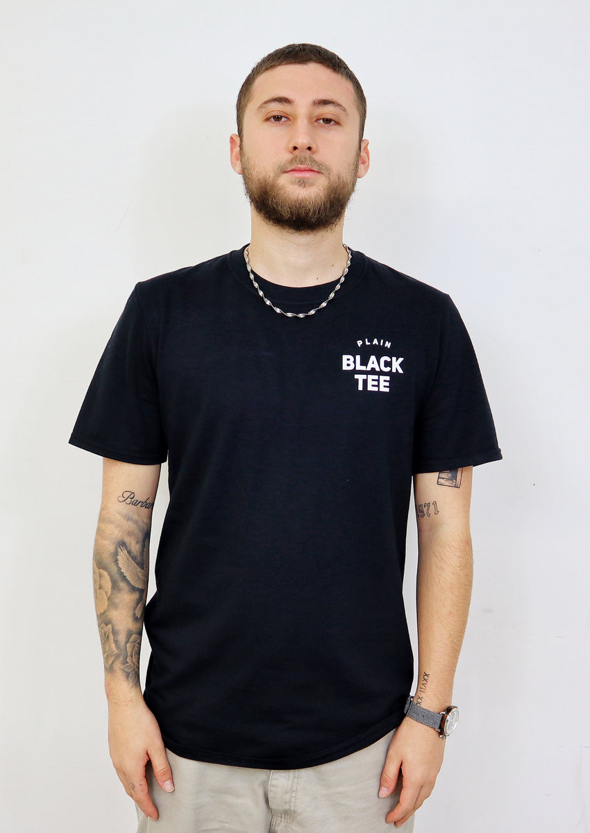 Plain black tee on sale