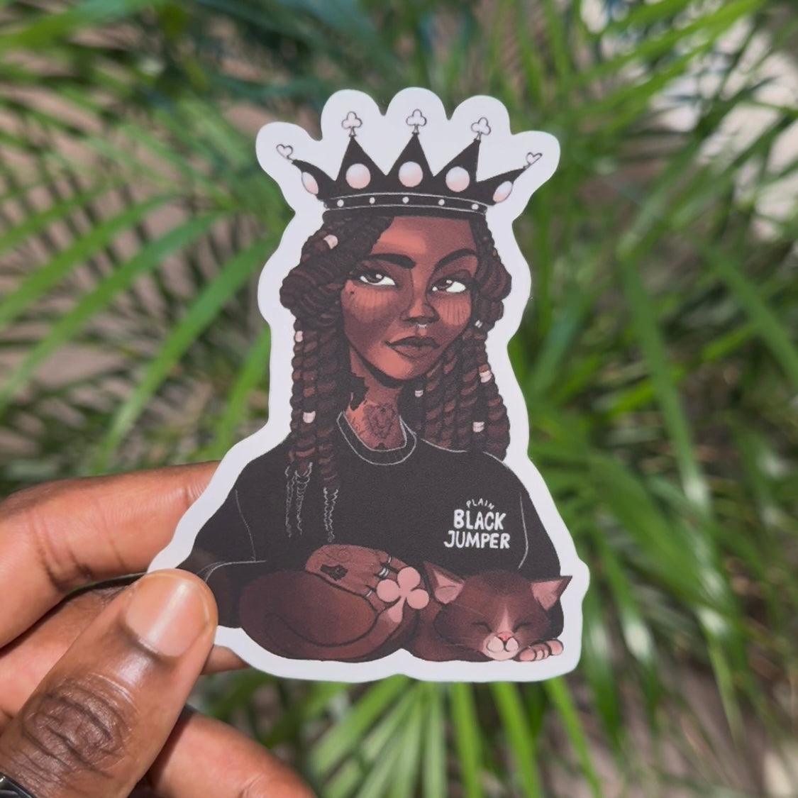 Plain Black Queens Stickers