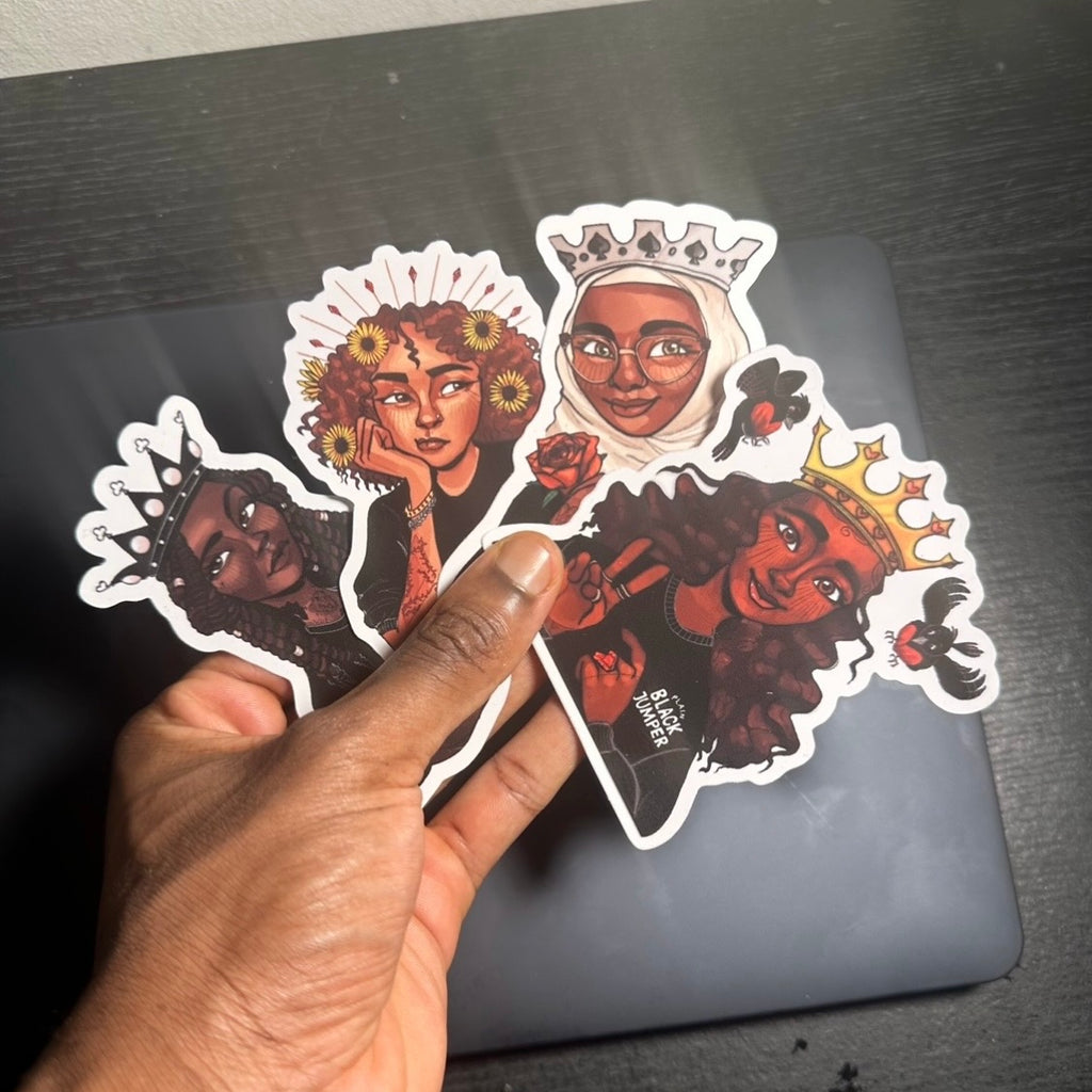 Plain Black Queens Stickers