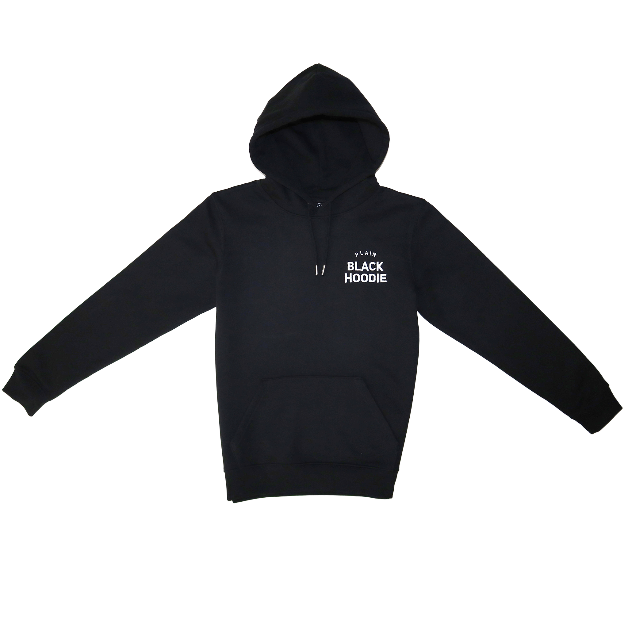 plain black hoodie, plain apparel, black hoodie, streetwear, plain apparel, the plain shop, unisex hoodie, organic cotton, recycled polyester