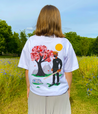 organic cotton, graphic t-shirt, the plain shop, cherry blossom, ninja, heavy tee, white