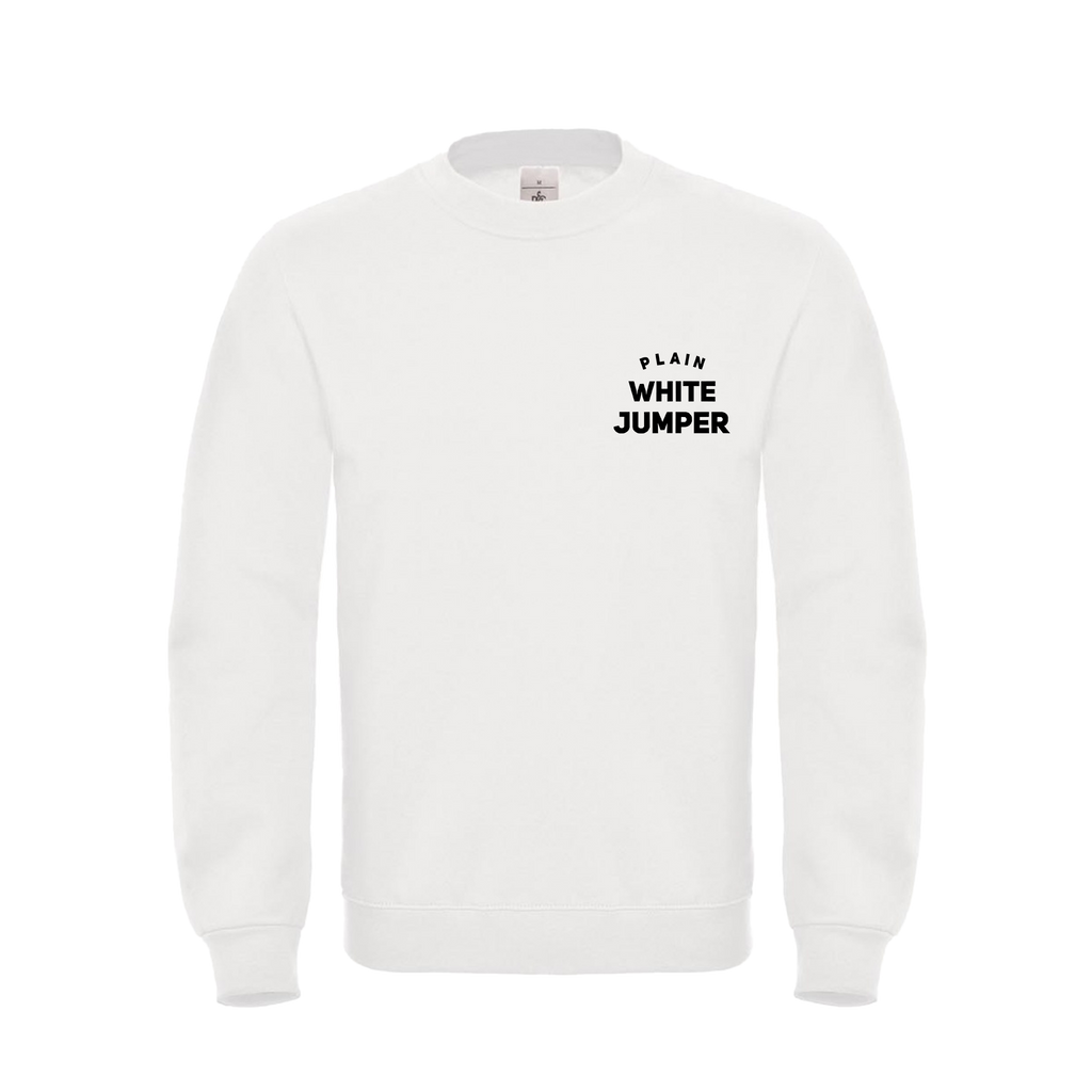 plain white jumper, plain apparel, white jumper, streetwear, plain apparel, the plain shop, pre-brushed jumper, crewneck sweatshirt