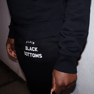 plain black bottoms, sustainable streetwear, organic cotton, recycled polyester