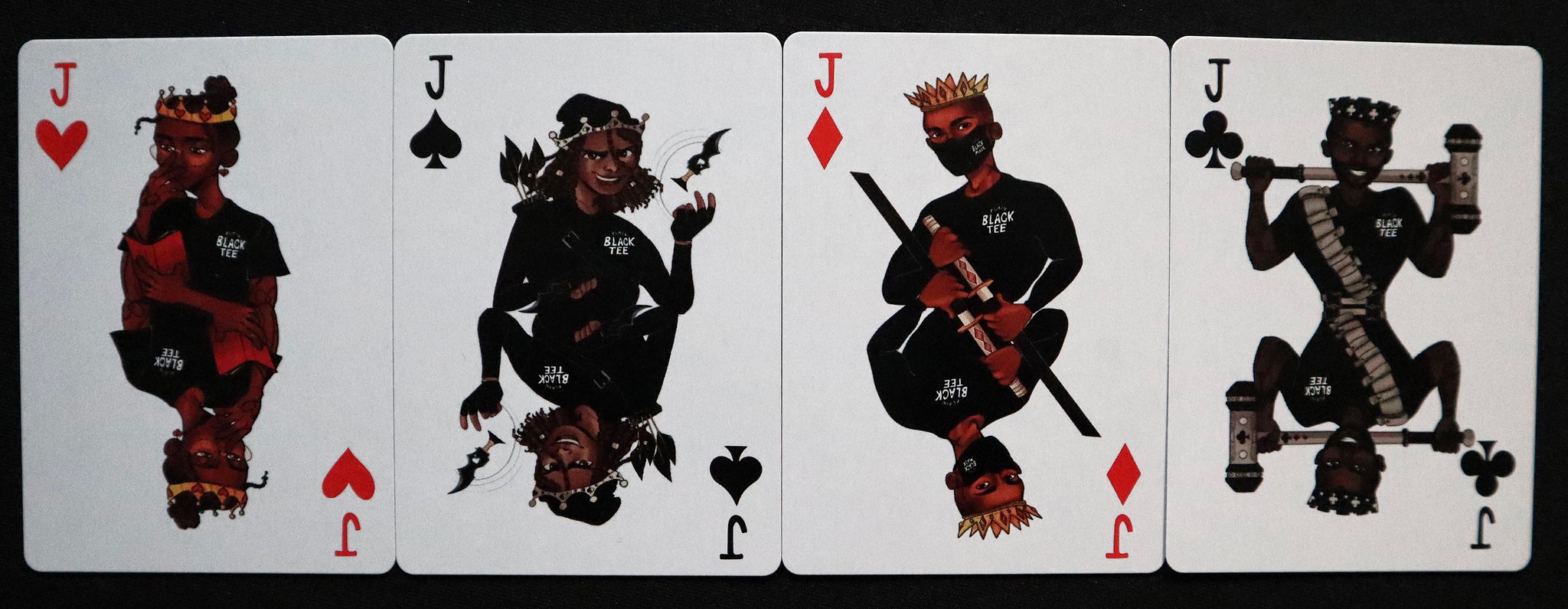 plain decks, plain black cards, black people on playing cards, bespoke playing cards, high quality playing cards, it is what it is, the plain shop, jack of hearts, jack of spades, jack of diamonds, jack of clubs, black jacks